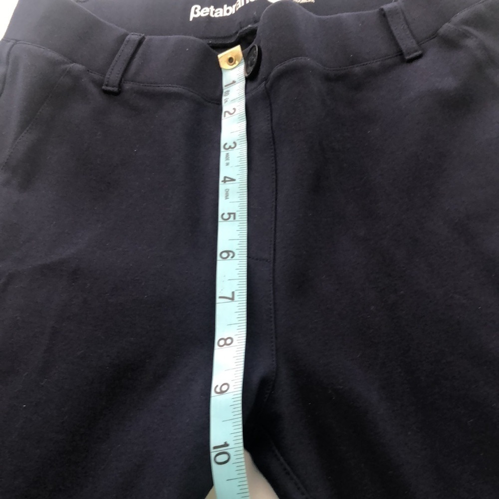Betabrand yoga style medium S petite pants in navy w belt loops & faux pockets - Picture 3 of 6